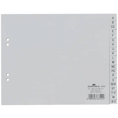 Register – A – Z, PP, grau, A4 halbe Höhe, 20 Blatt