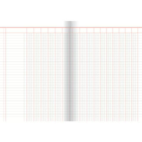 Spaltenbuch mit 16 Spalten, 60 Seiten, DIN A4, rot/grau liniert