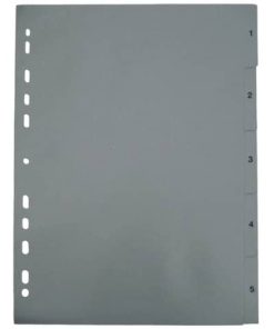 Zahlenregister – 1 – 5, PP, A4, 5 Blatt, grau