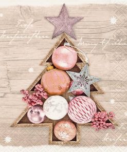 Weihnachts Cocktailservietten „Eingerahmte Kugeln“ – 25 x 25 cm