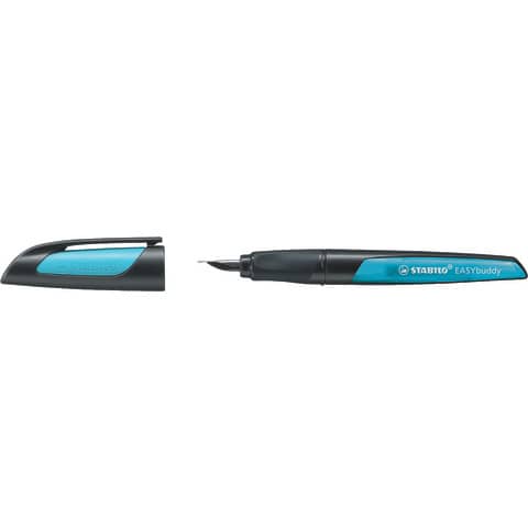 Schulfüller EASYbuddy® – Feder M, schwarz/himmelblau, inkl. Standardpatrone