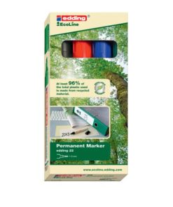 22 Permanentmarker EcoLine – 1 – 5 mm, 4 Farben sortiert, nachfüllbar
