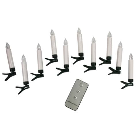 Christbaumkerze LED – inkl Batterien und Fernbedienung, 10 Stück, weiß