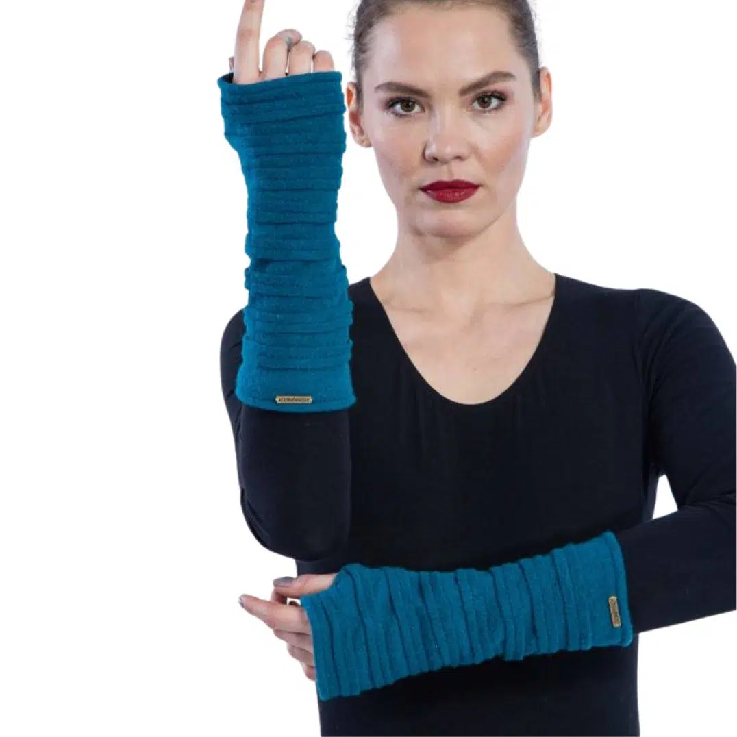 Merinostulpen „Unisex“ Petrol mit Daumenloch