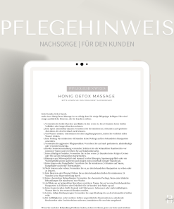 Pflegehinweis für die Honig Detox Massage