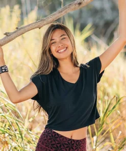 Shirt „Deva“ Black plain, Hanf