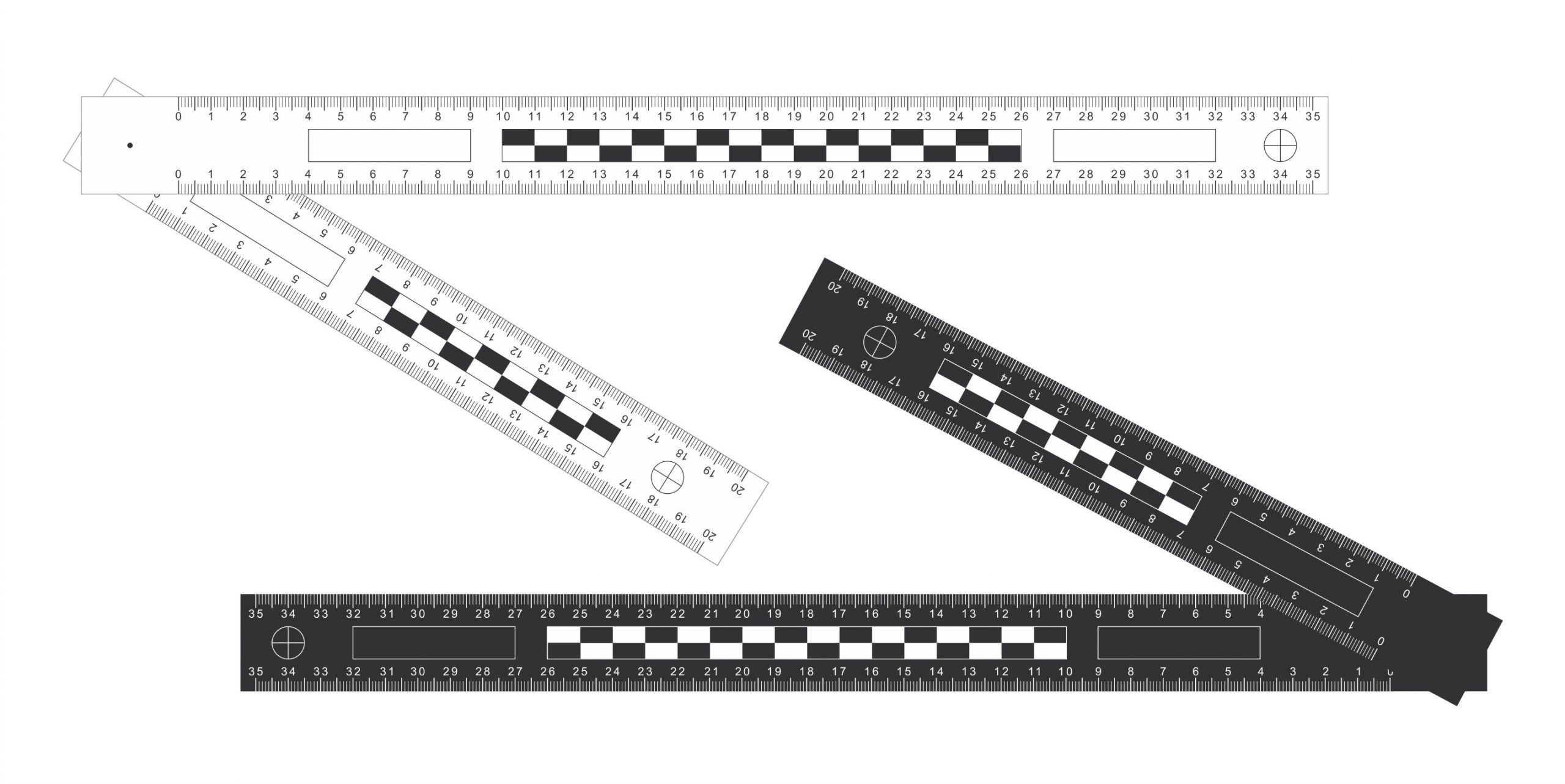 Winkel-Lineale, faltbar, z.T. doppelseitig, verschiedene Schenkellängen – Bild 4
